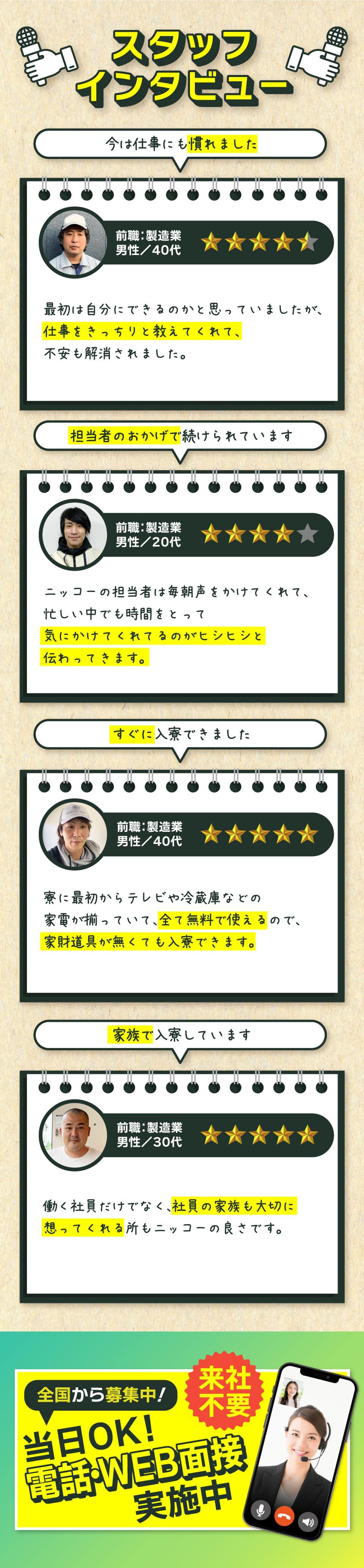 ニッコーで就業しているスタッフインタビュー