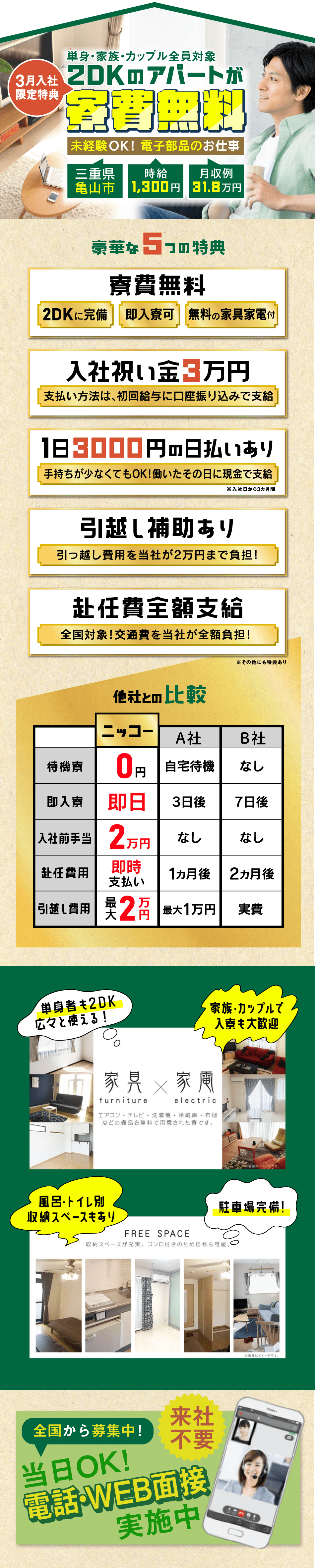 2DK寮費無料