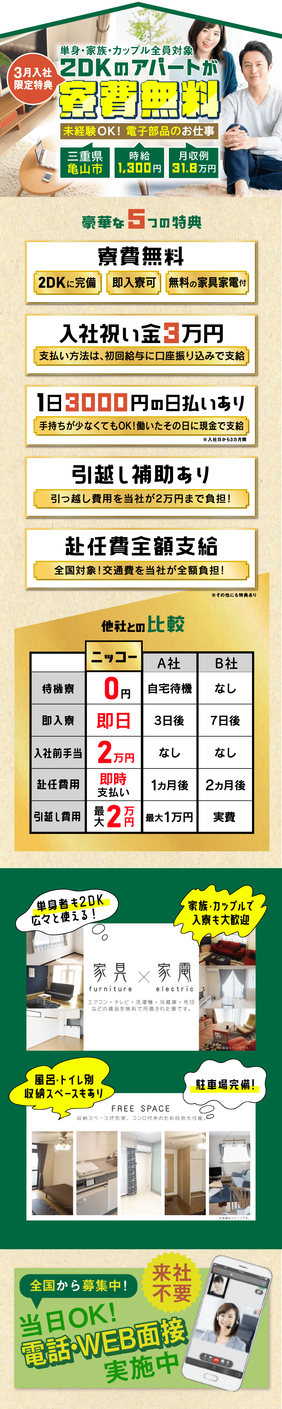 2DK寮費無料