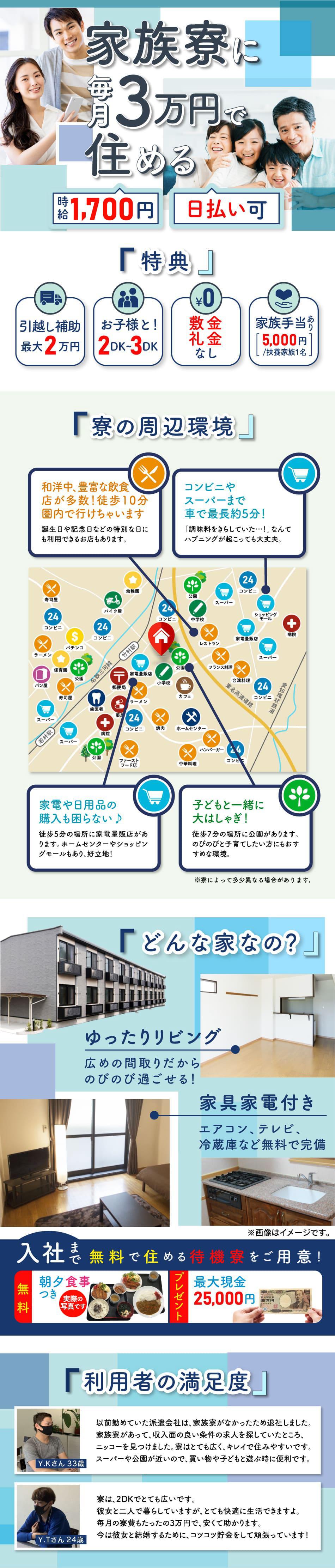家族寮に毎月3万円で住める