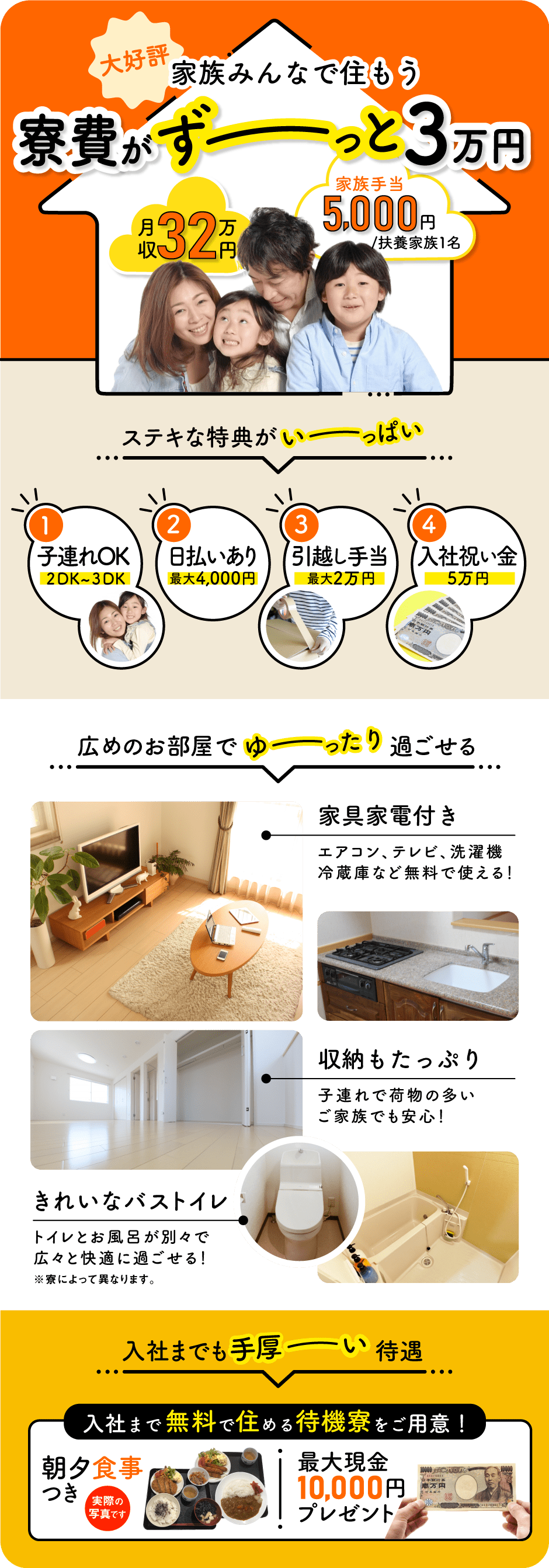 家族みんなで住もう・寮費がずーっと3万円