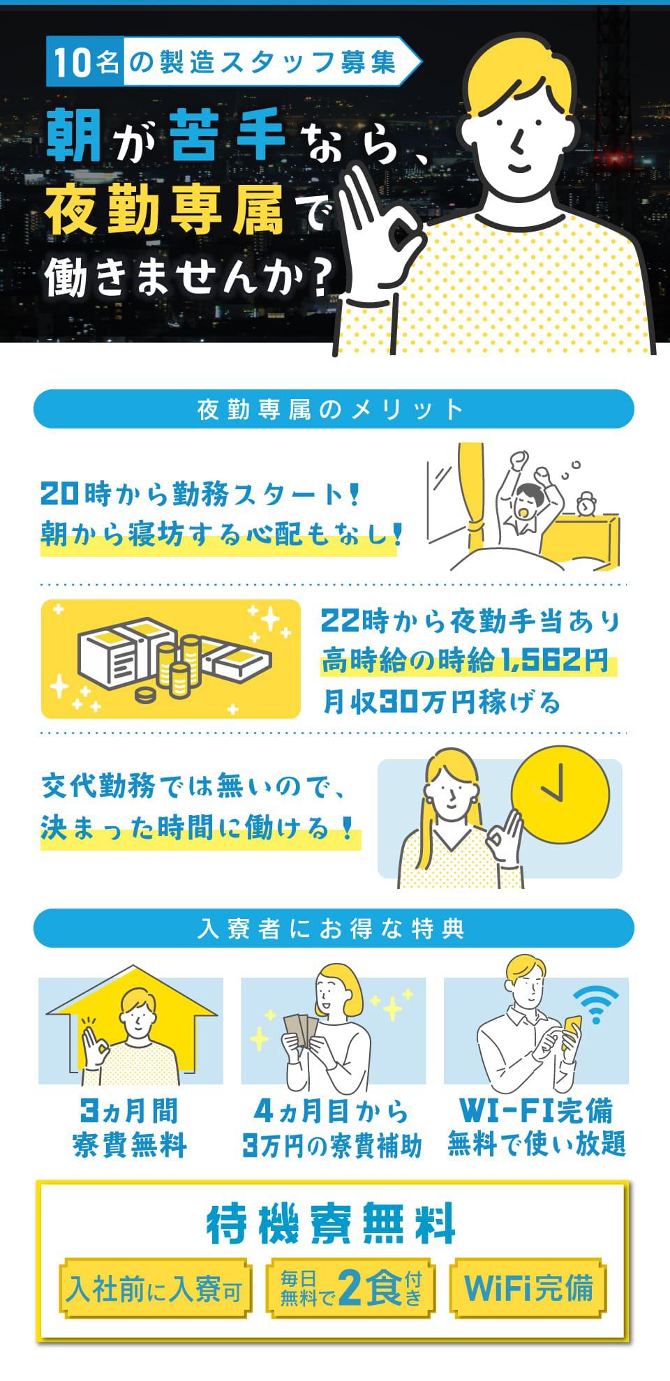 朝が苦手なら夜勤専属で働きませんか