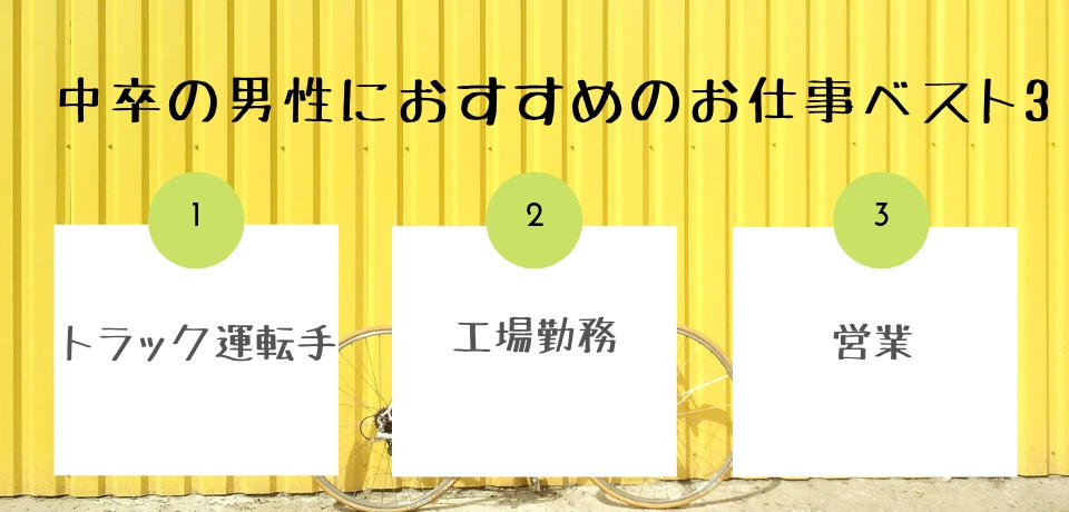 中卒の男性におすすめのお仕事ベスト3